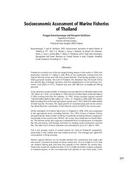 Socioeconomic assessment of marine fisheries of Thailand