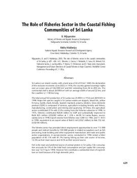 The role of fisheries sector in the coastal fishing communities of Sri Lanka