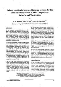 Animal traction in improved farming systems for the semiarid tropics: the ICRISAT experience from India and West Africa