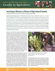 Investing in women as drivers of agriculture