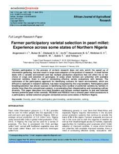 Farmer participatory varietal selection in pearl millet: Experience across some states of Northern Nigeria