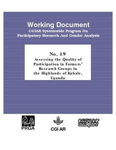 Assessing the quality of participation in farmers' research groups in the Highlands of Kabale, Uganda