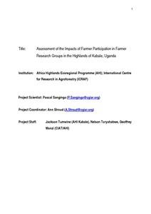 Assessment of the impacts of farmer participation in farmer research groups in the highlands of Kabale, Uganda