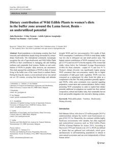 Dietary contribution of Wild Edible Plants to women’s diets in the buffer zone around the Lama forest, Benin – an underutilized potential