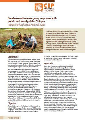 Gender-sensitive emergency responses with potato and sweetpotato, Ethiopia. Rebuilding food security after drought. Project profile