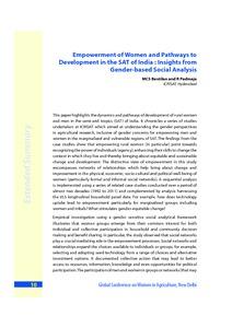 Empowerment of Women and Pathways to Development in the SAT of India : Insights from Gender-based Social Analysis
