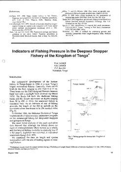 Indicators of fishing pressure in the deepsea snapper fishery of the Kingdom of Tonga