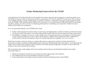 Gender Monitoring Framework for the CGIAR