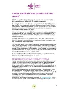 Gender equality in food systems: the 'new normal'