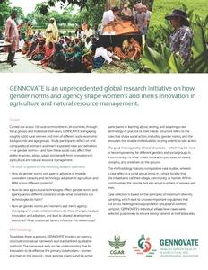 GENNOVATE is an unprecedented global research initiative on how gender norms and agency shape women's and men's innovation in agriculture and natural resource management