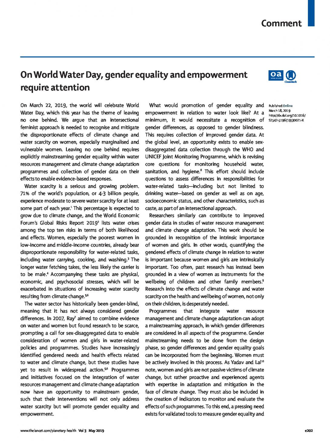 On World Water Day, gender equality and empowerment require attention