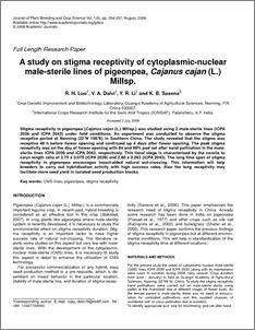 A study on stigma receptivity of cytoplasmic-nuclear male-sterile lines of pigeonpea, Cajanus cajan (L.) Millsp