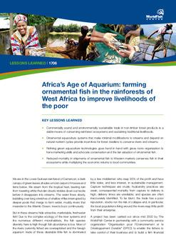 Africa's age of aquarium: farming ornamental fish in the rainforest of West Africa to improve livelihoods of the poor