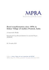 Rural transformation since 1970s in Dokur Village of Andhra Pradesh, India