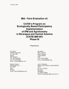 Mid-term evaluation of CATIE's program on ecologically-based participatory implementation of IPM and agroforestry in Nicaragua and Central America (CATI-MIP/AF) Phase III