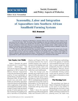 Seasonality, labor and integration of aquaculture into southern African smallhold farming systems