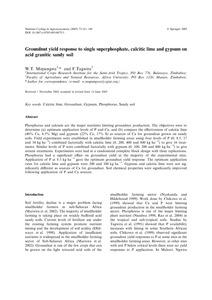 Groundnut yield response to single superphosphate, calcitic lime and gypsum on acid granitic sandy soil