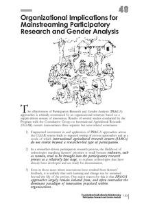 Organizational implications for mainstreaming participatory research and gender analysis