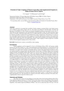 Potential of Triple Cropping of Wheat-Cowpea-Rice with Supplemental Irrigation in Sudan Savanna Zone of Nigeria