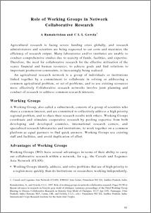 Role of working groups in network collaborative research