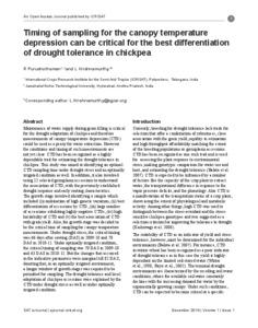 Timing of sampling for the canopy temperature depression can be critical for the best differentiation of drought tolerance in chickpea