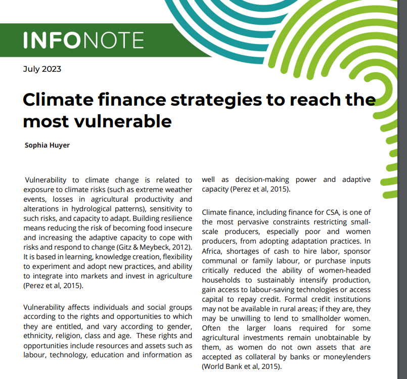 Climate finance strategies to reach the most vulnerable