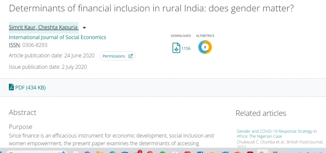  Determinants of financial inclusion in rural India: does gender matter?