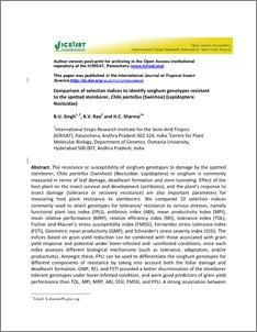 Comparison of selection indices to identify sorghum genotypes resistant to the spotted stemborer, Chilo partellus (Swinhoe) (Lepidoptera: Noctuidae)