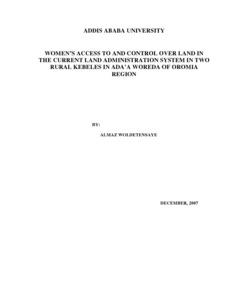 Women’s access to and control over land in the current land administration system in two rural kebeles in Ada’a Woreda of Oromia Region