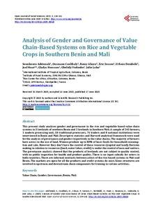 Analysis of Gender and Governance of Value Chain-Based Systems on Rice and Vegetable Crops in Southern Benin and Mali
