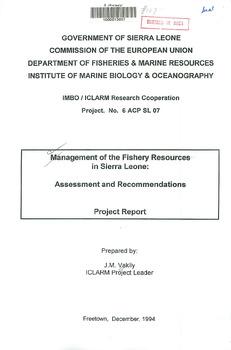 Management of the fishery resources in Sierra Leone: assessment and recommendations