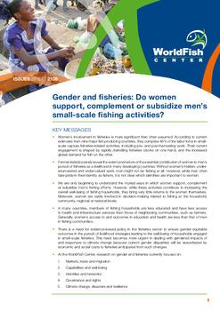 Gender and fisheries: do women support, complement or subsidize men's small-scale fishing activities?