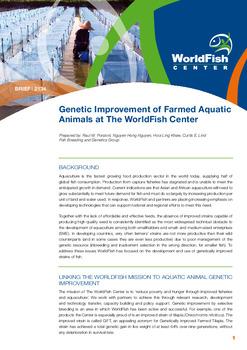 Genetic improvement of farmed aquatic animals at the WorldFish Center