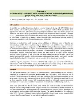 Baseline study: nutritional status, food security and fish consumption among people living with HIV/AIDS in Zambia: summary