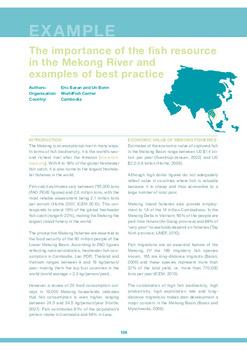 The importance of the fish resource in the Mekong River and examples of best practices