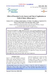 Effect of Potassium Levels, Sources and Time of Application on Yield of Onion (Allium cepa L.)