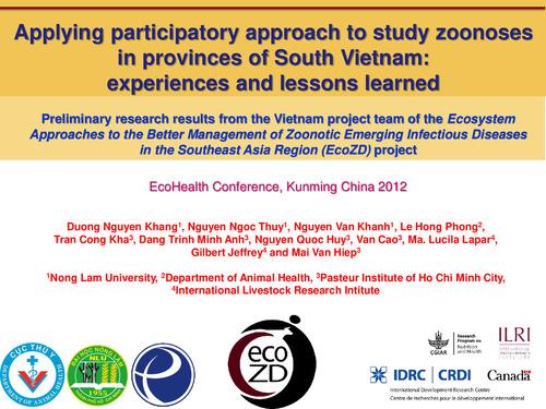 Applying participatory approach to study zoonoses in provinces of South Vietnam: Experiences and lessons learned