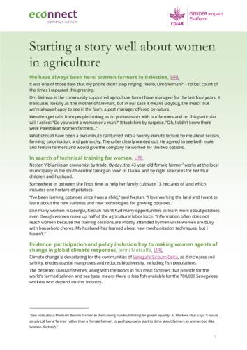 Starting a story well about women in agriculture
