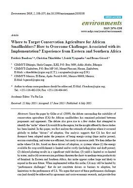 Where to target conservation agriculture for african smallholders? How to overcome challenges associated with its implementation? experience from Eastern and Southern Africa