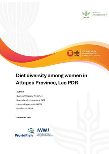 Diet diversity among women in Attapeu Province, Lao PDR