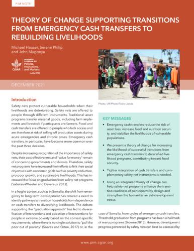 Theory of change supporting transitions from emergency cash transfers to rebuilding livelihoods