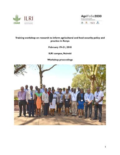 Training workshop on research to inform agricultural and food security policy and practice in Kenya, 19–21 February 2018