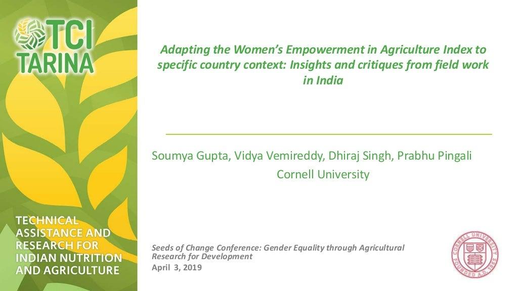 Adapting the women empowerment in agriculture index to specific country context insights and critiques from field work in India