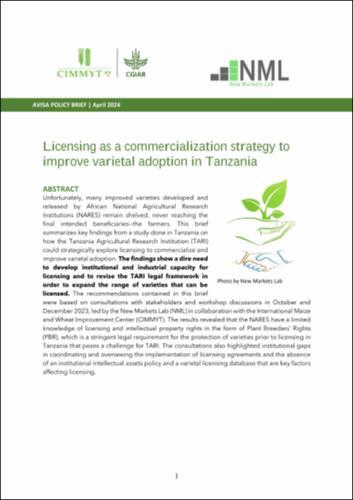 Licensing as a commercialization strategy to improve varietal adoption in Tanzania