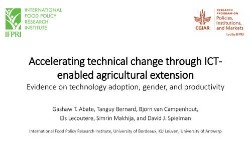 Accelerating technical change through ICT-enabled agricultural extension: Evidence on technology adoption, gender, and productivity