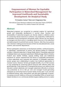 Empowerment of women for equitable participation in watershed management for improved livelihoods and sustainable development: an analytical study