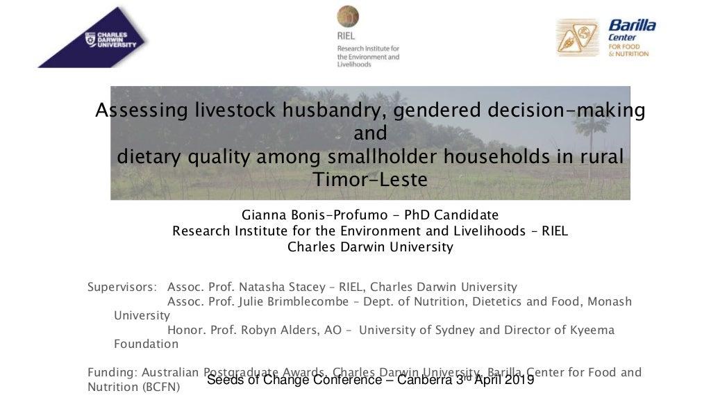Assessing livestock husbandry, gendered decision-making and dietary quality among smallholder households in rural Timor-Leste