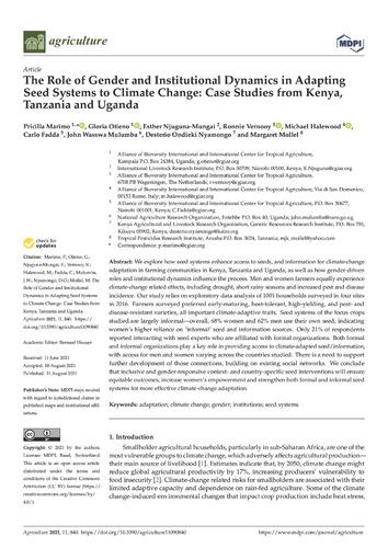 The role of gender and institutional dynamics in adapting seed systems to climate change: case studies from Kenya, Tanzania and Uganda