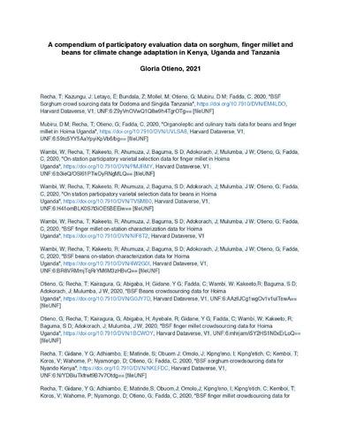 A compendium of participatory evaluation data on sorghum, finger millet and beans for climate change adaptation in Kenya, Uganda and Tanzania