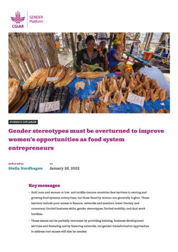 Gender stereotypes must be overturned to improve women’s opportunities as food system entrepreneurs